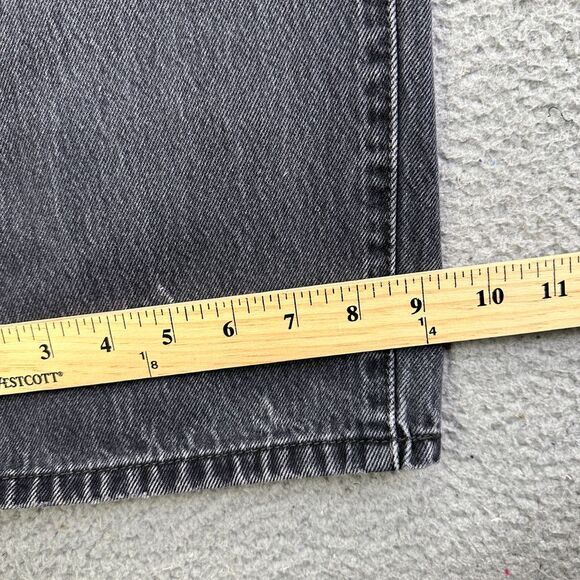 Levis 501 Jeans Mens 44X32 Black Straight Fit Button Fly Red Tab Denim Pants - Picture 6 of 7